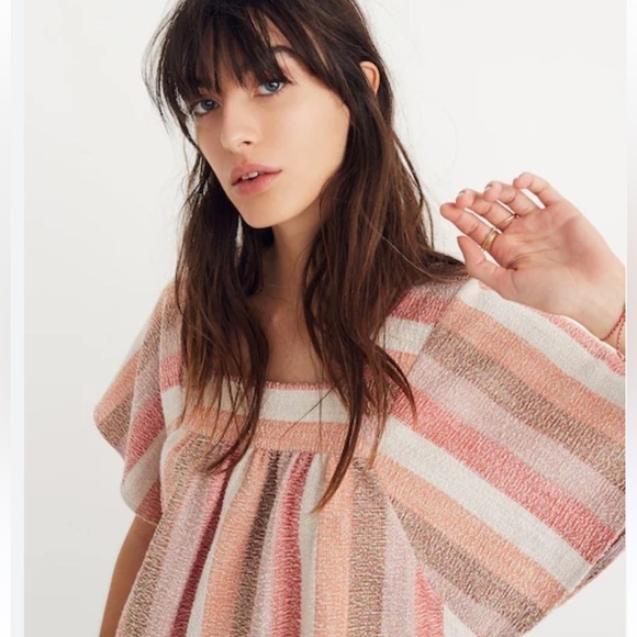 MADEWELL OVERSIZED BUTTERFLY TOP IN SHERBERT STRIPE SIZE XXS - Picture 3 of 9